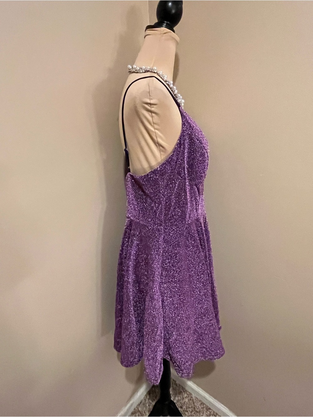Ever Pretty Lavender Sparkle V-Neck Skater Dress, size 14 - Picture 5 of 10